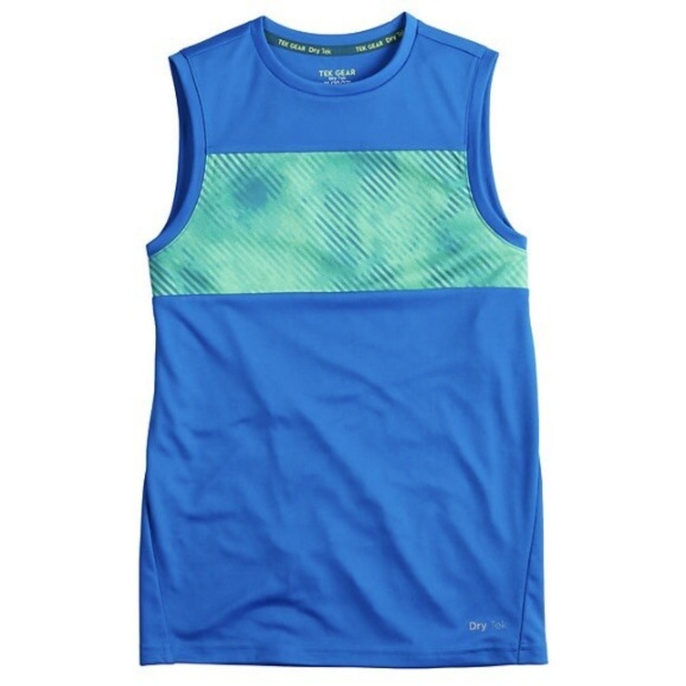 Tek Gear Boys Dry Tek Printed Muscle Tee Small 8 New with Tags Blue Wicking Dry